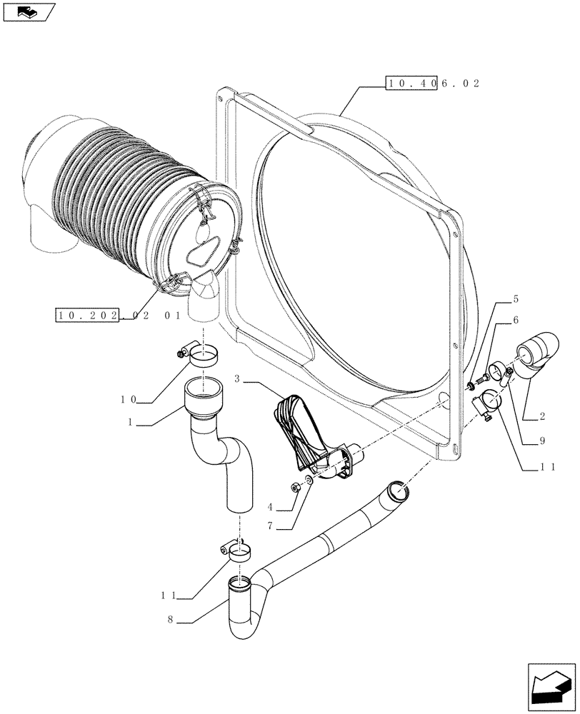 Схема запчастей Case IH FARMALL 65C - (10.202.06) - AIR CLEANER, DUST EJECTOR TUBE, ISO (VAR.330200) (10) - ENGINE