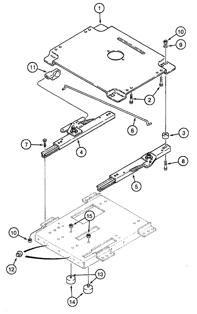 Схема запчастей Case IH 7250 - (9-056) - STANDARD AIR SUSPENSION SEAT, MOUNTING PLATE AND SLIDES, PRIOR TO TRACTOR PIN JJA0061559 (09) - CHASSIS/ATTACHMENTS