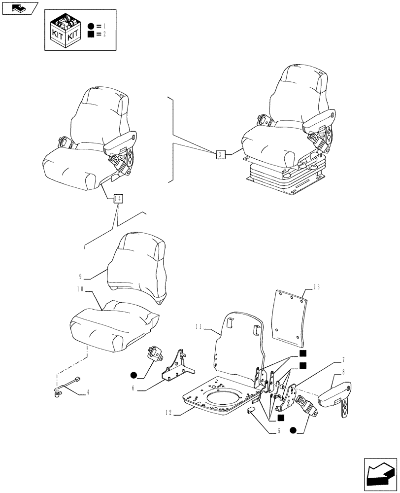 Схема запчастей Case IH PUMA 185 - (90.120.0101[01]) - AIR SEAT WITH SEAT BELT - BREAKDOWN (90) - PLATFORM, CAB, BODYWORK AND DECALS