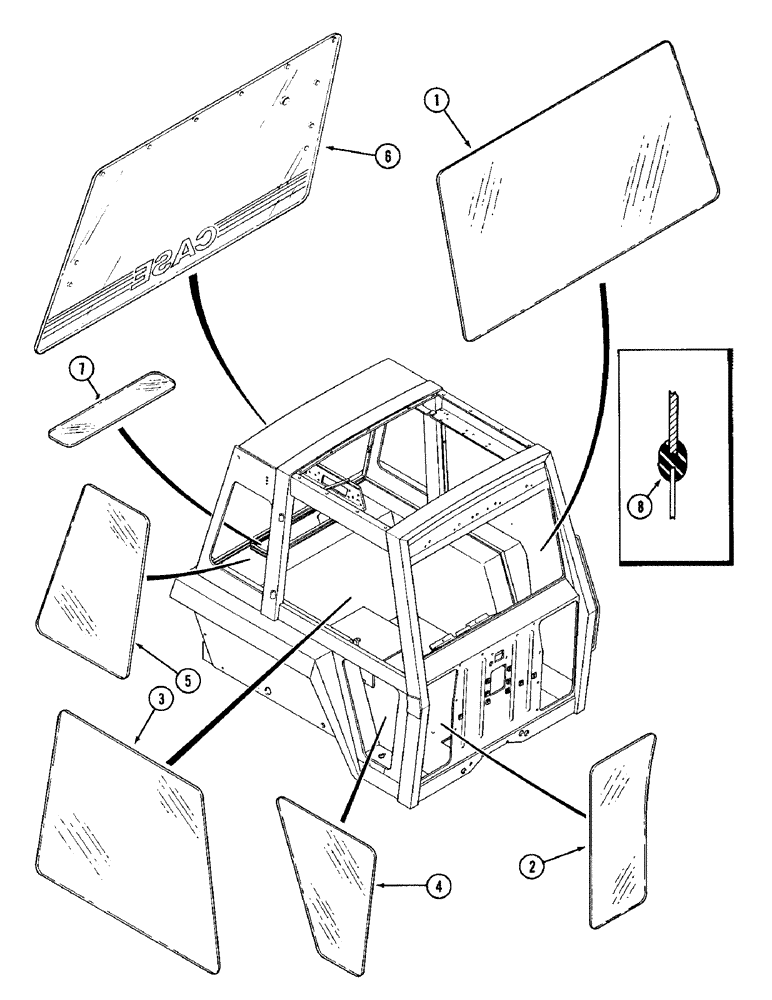 Схема запчастей Case IH 1896 - (9-420) - CAB, GLASS (09) - CHASSIS/ATTACHMENTS
