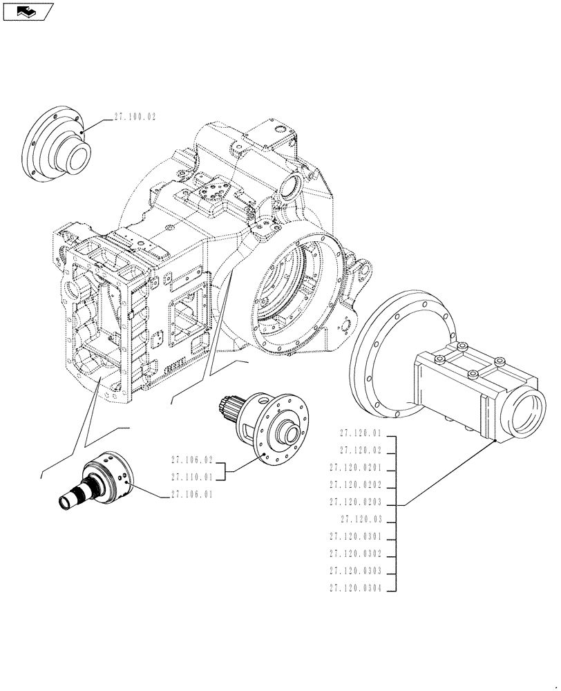 Схема запчастей Case IH PUMA 200 - (27.000.00) - PICTORIAL INDEX - REAR DRIVE AXLE (27) - REAR AXLE SYSTEM