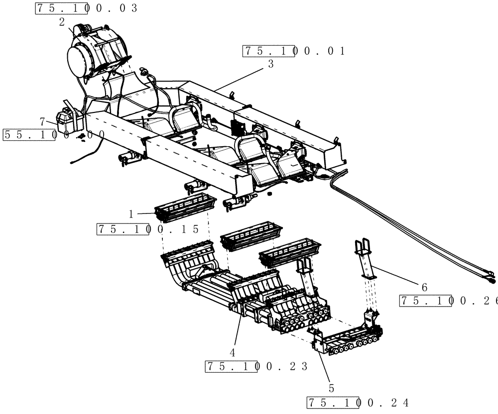 Схема запчастей Case IH 3580 - (75.100.00) - AIR SYSTEM LAYOUT (75) - SOIL PREPARATION