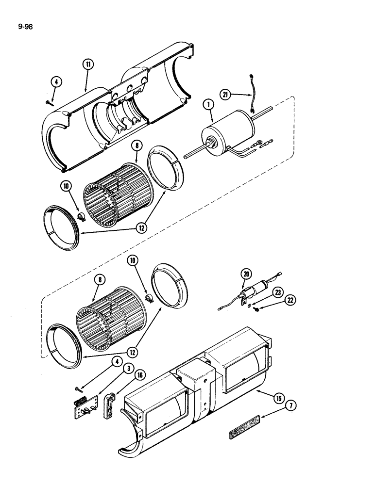 Схема запчастей Case IH 3594 - (9-098) - CAB, BLOWER ASSEMBLY (09) - CHASSIS/ATTACHMENTS