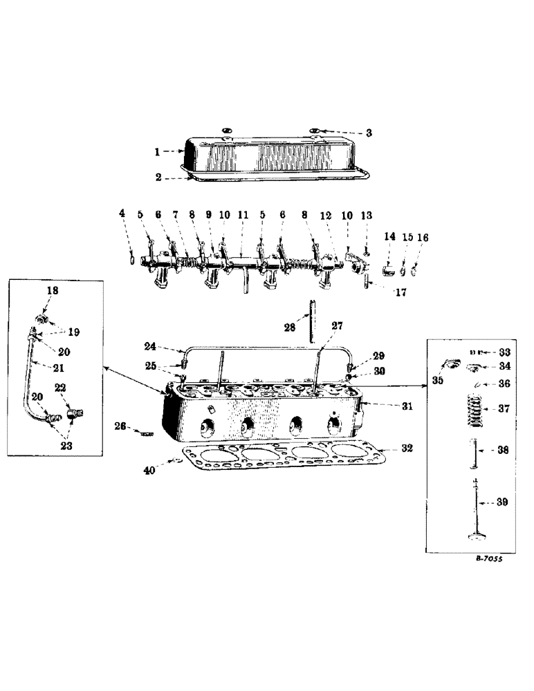 Схема запчастей Case IH SUPER-H - (004) - ENGINE, CYLINDER HEAD, VALVE COVER, VALVES AND VALVE LEVERS (01) - ENGINE