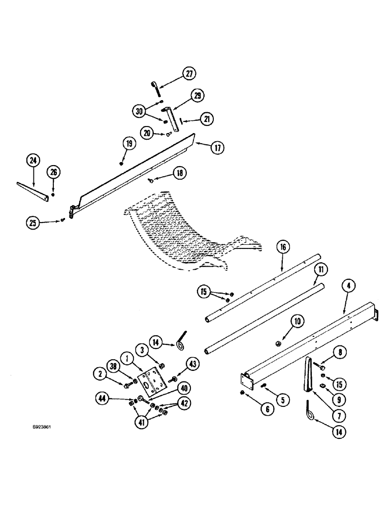 Схема запчастей Case IH 1688 - (9B-28) - CONCAVES, ANCHOR SUPPORTS (14) - ROTOR, CONCANVES & SIEVE