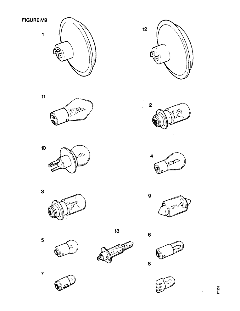 Схема запчастей Case IH 1412 - (M9-1) - ELECTRICAL EQUIPMENT, LAMP BULBS, [A] 1410, 1412 [B] 1410Q, 1412Q [C] 1410SK, 1412SK [D] 1412G (06) - ELECTRICAL SYSTEMS