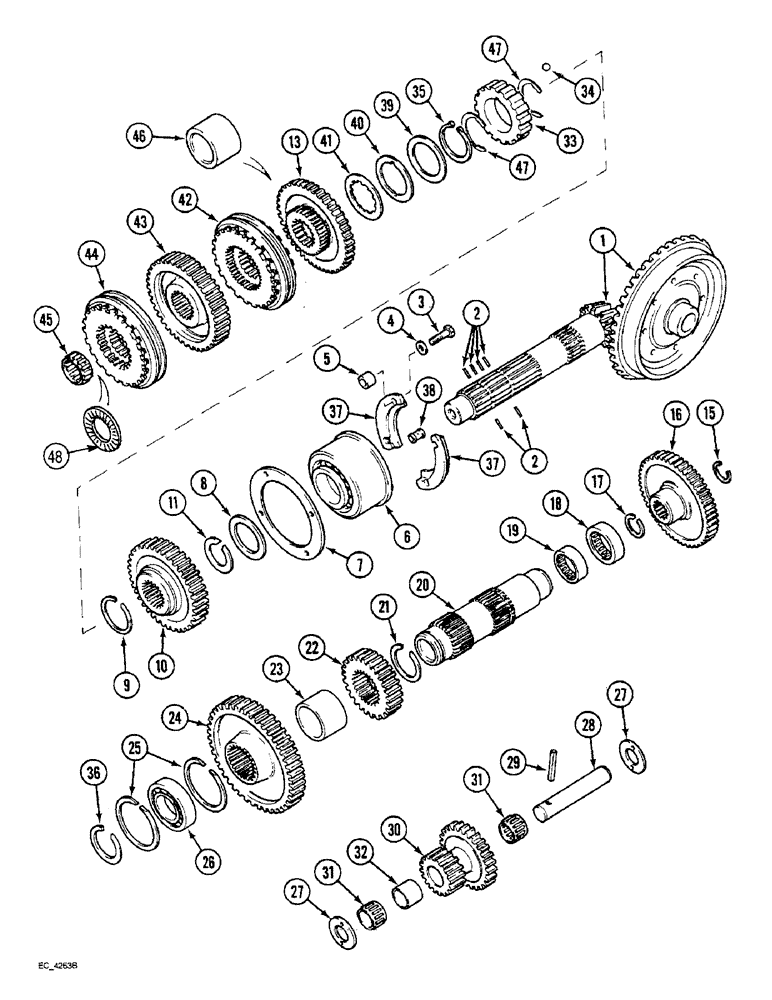 Схема запчастей Case IH 3230 - (6-042) - RANGE TRANSMISSION (06) - POWER TRAIN