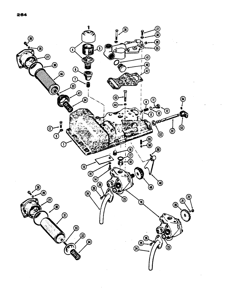 Схема запчастей Case IH 430 - (264) - HYDRAULIC PUMP AND ADAPTER, DRY CLUTCH DRIVE, PRIOR TO S/N 8262800 (08) - HYDRAULICS