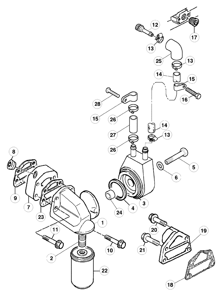 Схема запчастей Case IH MX90C - (02-21) - OIL FILTER AND COOLER, ENGINE NO. -U013625D (02) - ENGINE