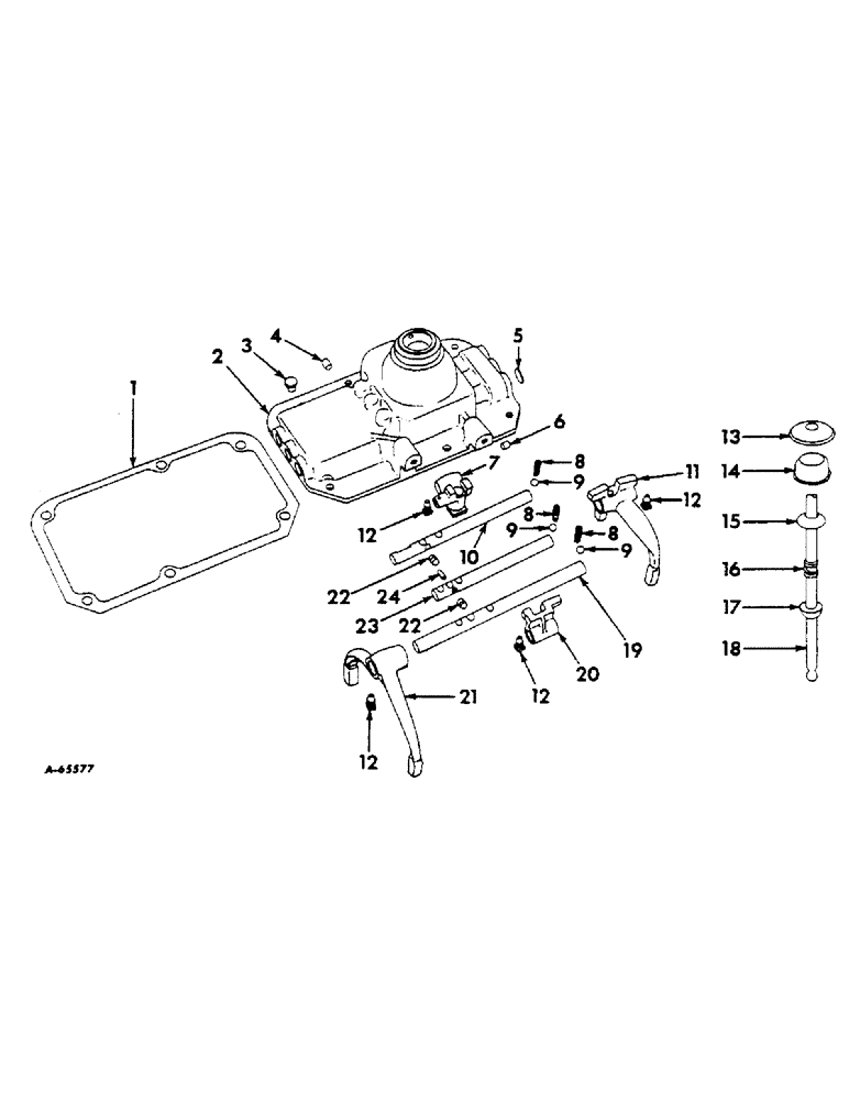 Схема запчастей Case IH 420 - (037) - TRANSMISSION CONTROL LEVER AND HOUSING (21) - TRANSMISSION
