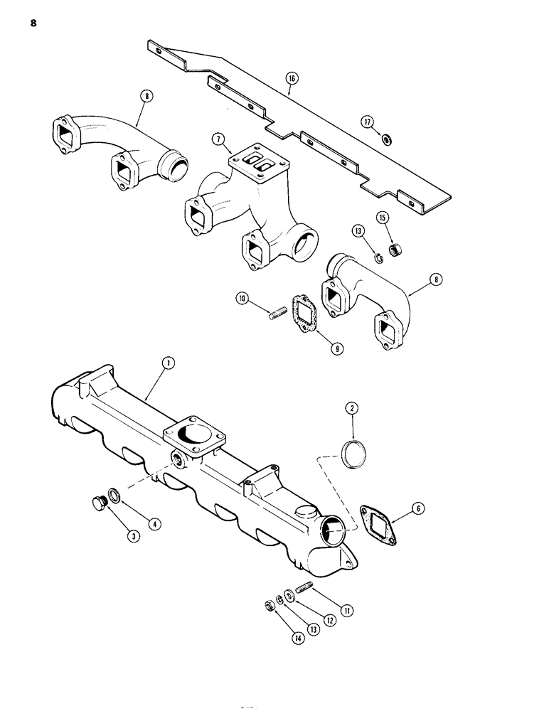 Схема запчастей Case IH 504DT - (008) - MANIFOLDS, ENGINE LESS FUEL DEVICE, 504DT TURBOCHARGED ENGINES (10) - ENGINE