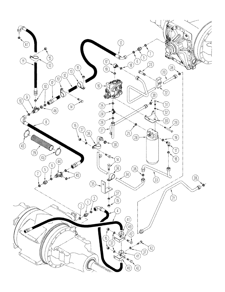 Схема запчастей Case IH STX375 - (08-09) - AXLE HYDRAULICS LUBRICATION AND COOLING CIRCUIT STX 375 (08) - HYDRAULICS