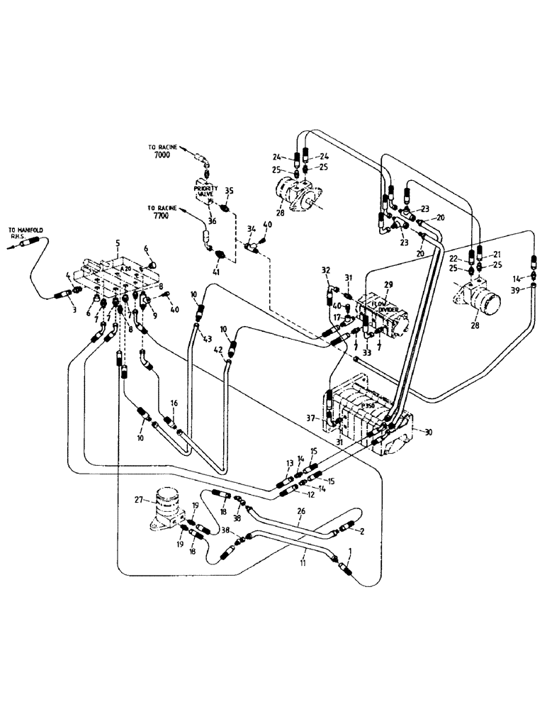 Схема запчастей Case IH 7700 - (B05-46) - HYDRAULICS, CIRCUIT, ELEVATOR & TOPPER Hydraulic Components & Circuits