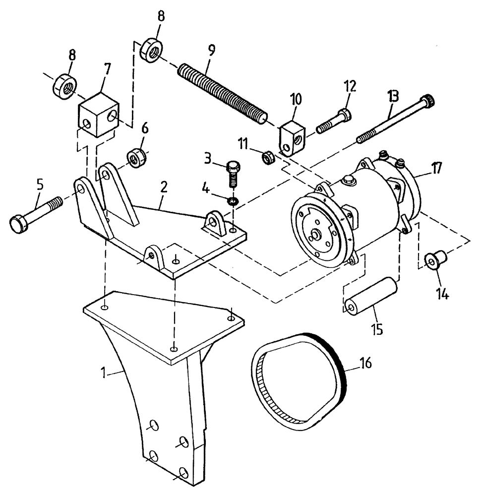 Схема запчастей Case IH 7700 - (A06[35A]) - AIR CONDITIONER COMPRESSOR/MOUNT/BELT {3306} Mainframe & Functioning Components