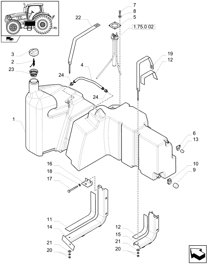 Схема запчастей Case IH MAXXUM 140 - (1.14.0/01[01]) - FUEL TANK AND RELATED PARTS - C7389 (02) - ENGINE EQUIPMENT