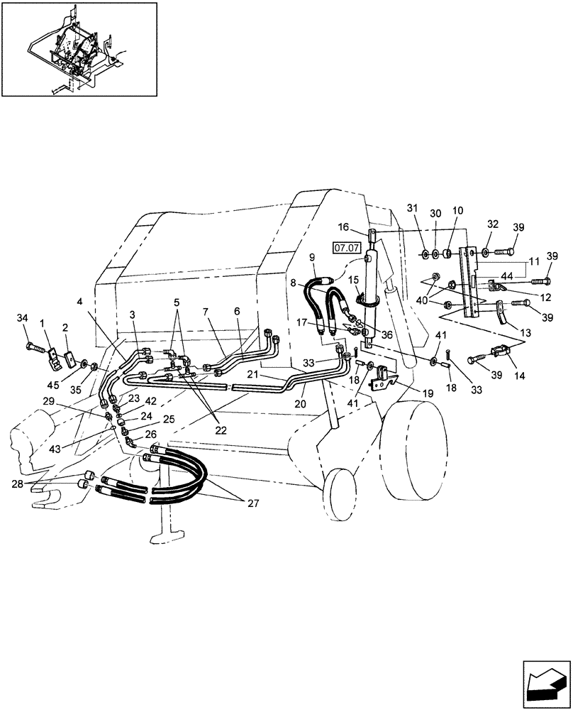 Схема запчастей Case IH RBX443 - (07.05) - HYDRAULICS, TAILGATE LIFT (07) - HYDRAULIC SYSTEM
