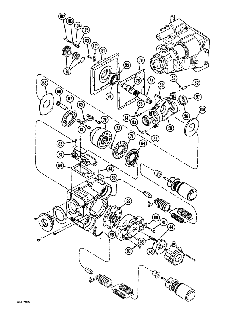 Схема запчастей Case IH 1660 - (6-34) - HYDROSTATIC PUMP, RICE COMBINE, P.I.N. JJC0041567 AND AFTER (CONTD) (03) - POWER TRAIN