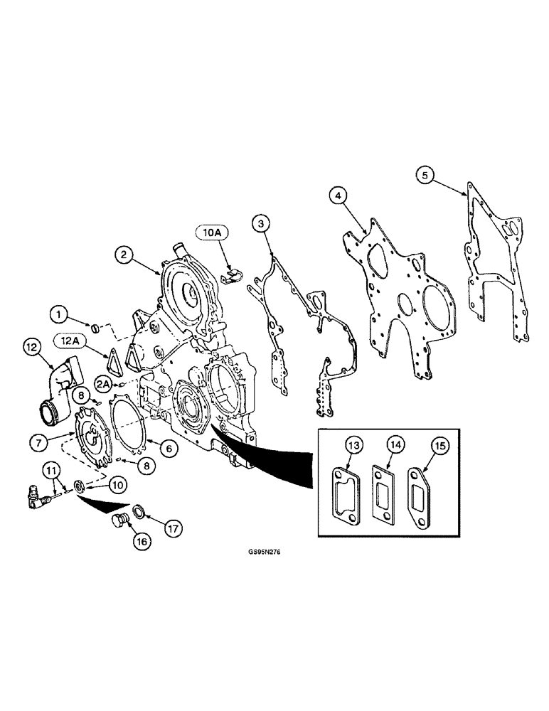 Схема запчастей Case IH DTI-466B - (9E-010) - CRANKCASE FRONT COVER AND RELATED PARTS 