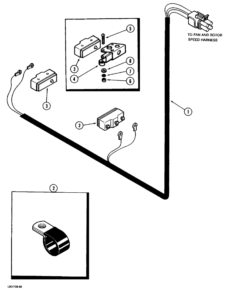 Схема запчастей Case IH 1670 - (4-30) - ROTOR LIMIT SWITCH HARNESS (06) - ELECTRICAL