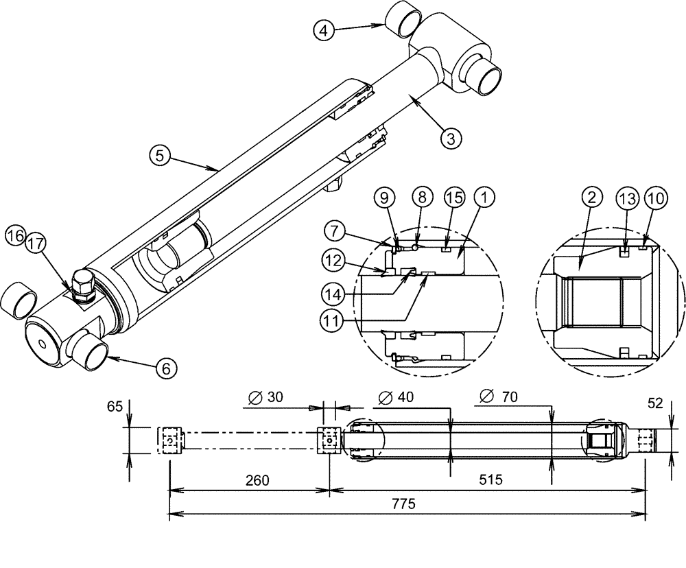 Схема запчастей Case IH L780 PRO - (35.100.BI[01]) - BUCKET TILT HYDRAULIC CYLINDER (35) - HYDRAULIC SYSTEMS