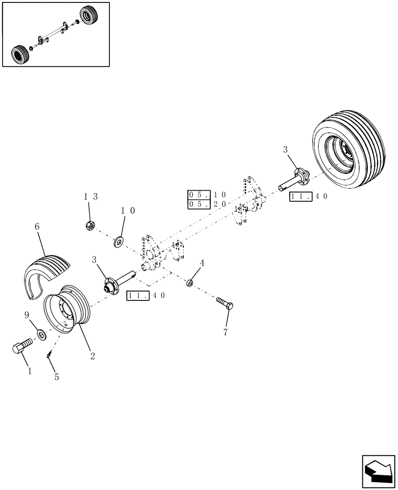 Схема запчастей Case IH RBX562 - (11.05) - WHEELS, 8 PLY 16" (11) - WHEELS