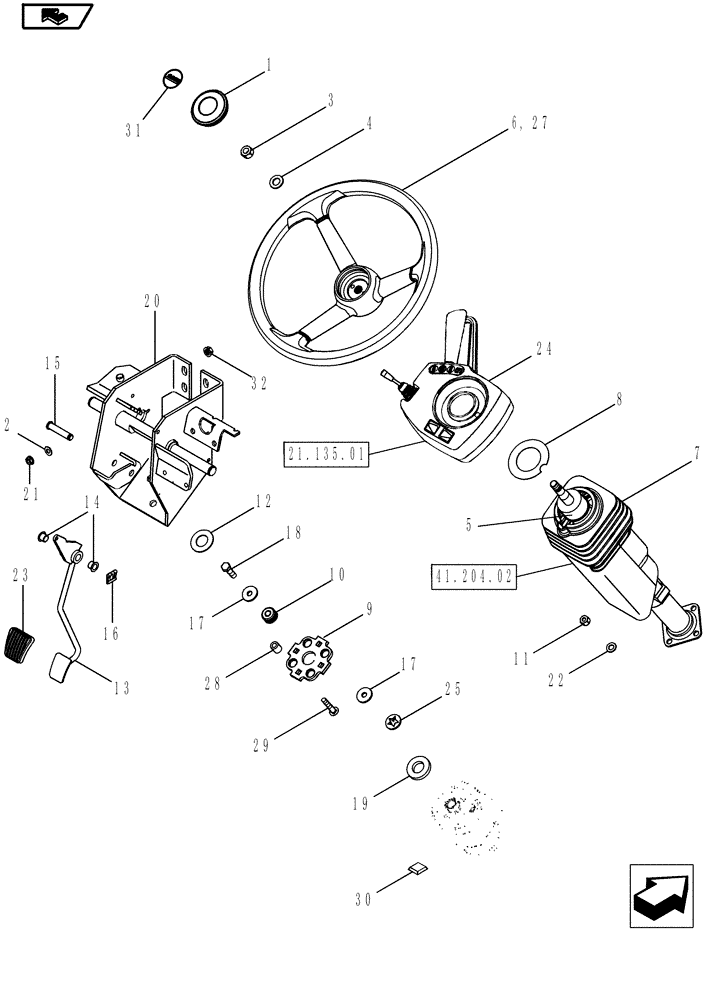 Схема запчастей Case IH MAGNUM 180 - (41.204.01) - STEERING WHEEL & COLUMN (41) - STEERING