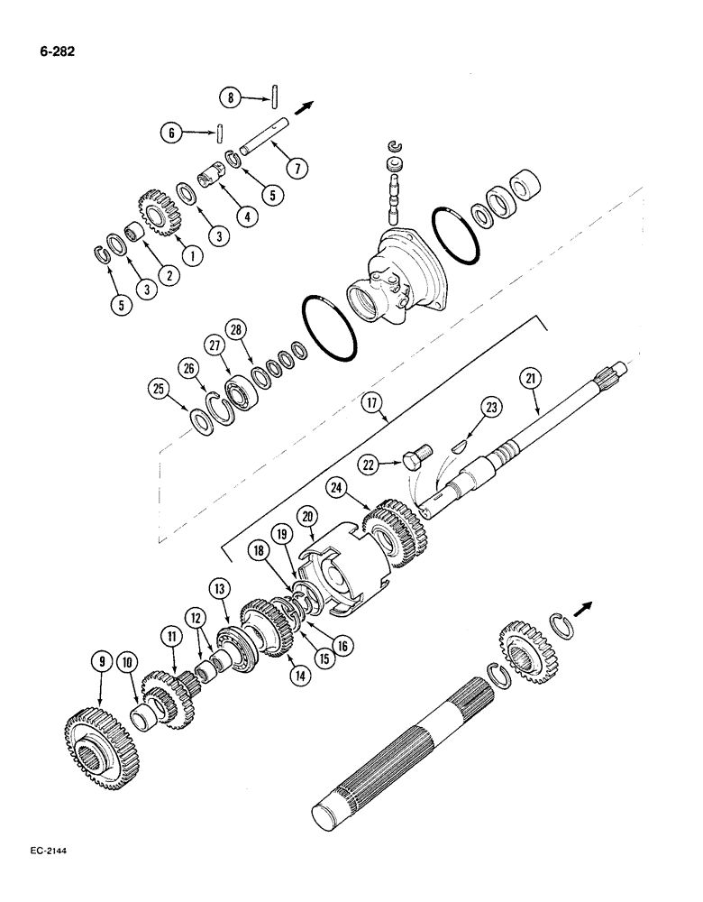 Схема запчастей Case IH 585 - (6-282) - FORWARD AND REVERSE, SYNCHROMESH DRIVE (06) - POWER TRAIN