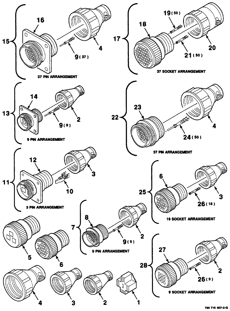 Схема запчастей Case IH 8860HP - (04-38) - ELECTRICAL HARNESS SERVICE PARTS (CONTINUED) (55) - ELECTRICAL SYSTEMS