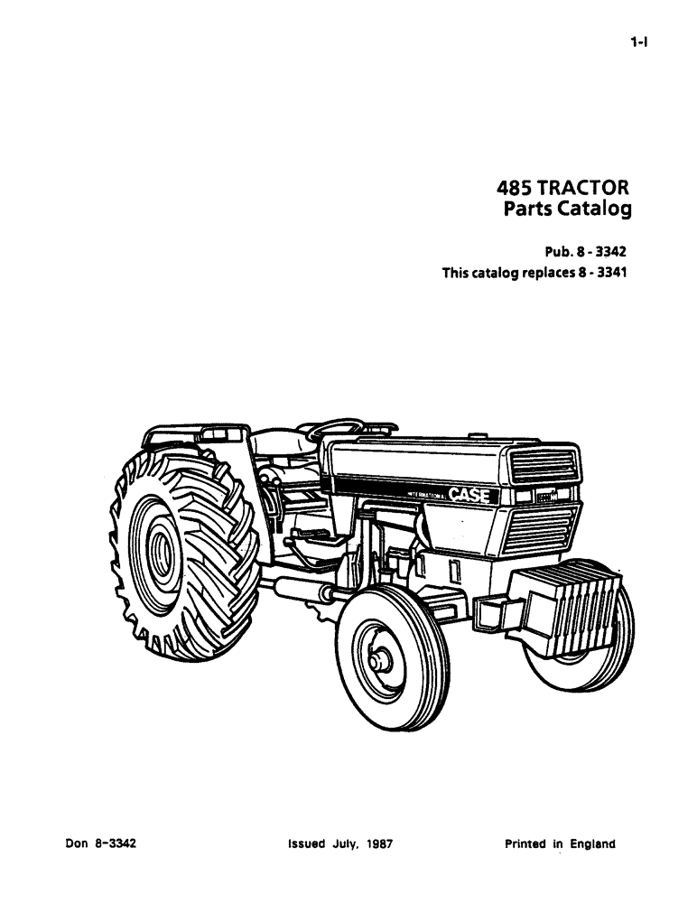 Схема запчастей Case IH 485 - (1-001) - 485 TRACTOR PARTS CATALOG (00) - PICTORIAL INDEX