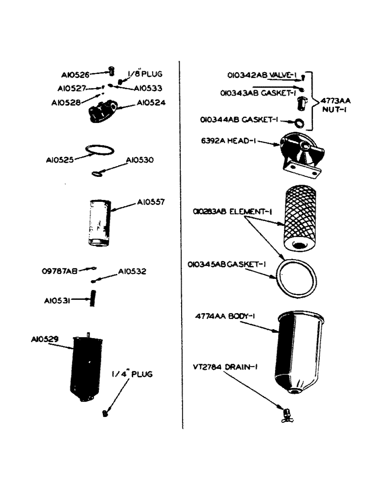 Схема запчастей Case IH 600-SERIES - (024) - POWRCEL DIESEL ENGINE, PARTS FOR A10386 FUEL FILTER (02) - ENGINE