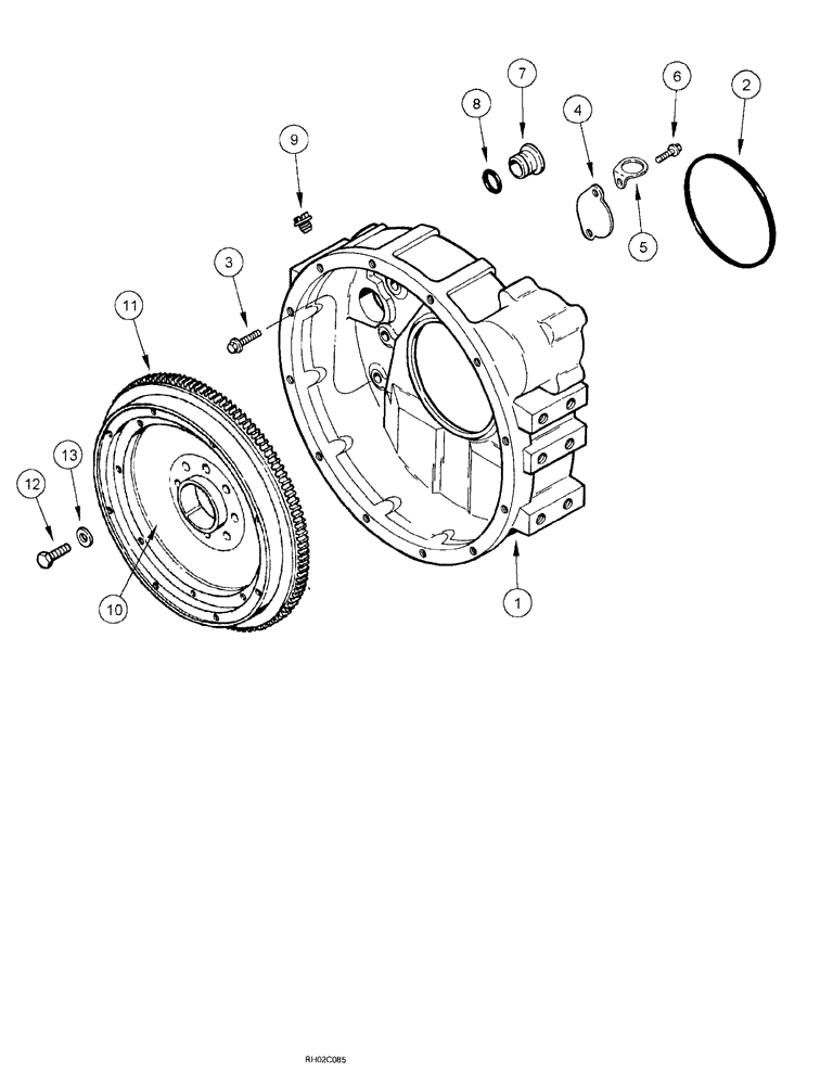 Схема запчастей Case IH SPX3185 - (03-044) - ENGINE - FLYWHEEL AND HOUSING (01) - ENGINE