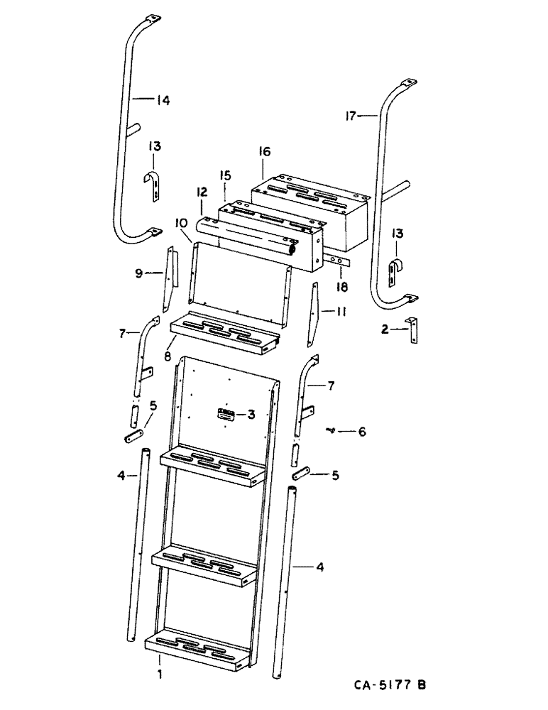 Схема запчастей Case IH 1460 - (13-10) - SUPERSTRUCTURE, FIXED LADDER EXTENSION (05) - SUPERSTRUCTURE