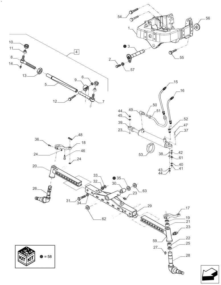 Схема запчастей Case IH FARMALL 120A - (25.400.AM[01]) - FRONT AXLE - STEERING SYSTEM 2WD - 4 CYL. (25) - FRONT AXLE SYSTEM