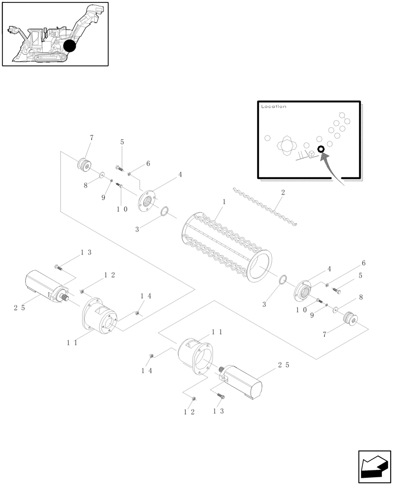 Схема запчастей Case IH A4000 - (A05.08[01]) - BOTTOM ROLLER (DOUBLE DRIVE) Mainframe & Functioning Components