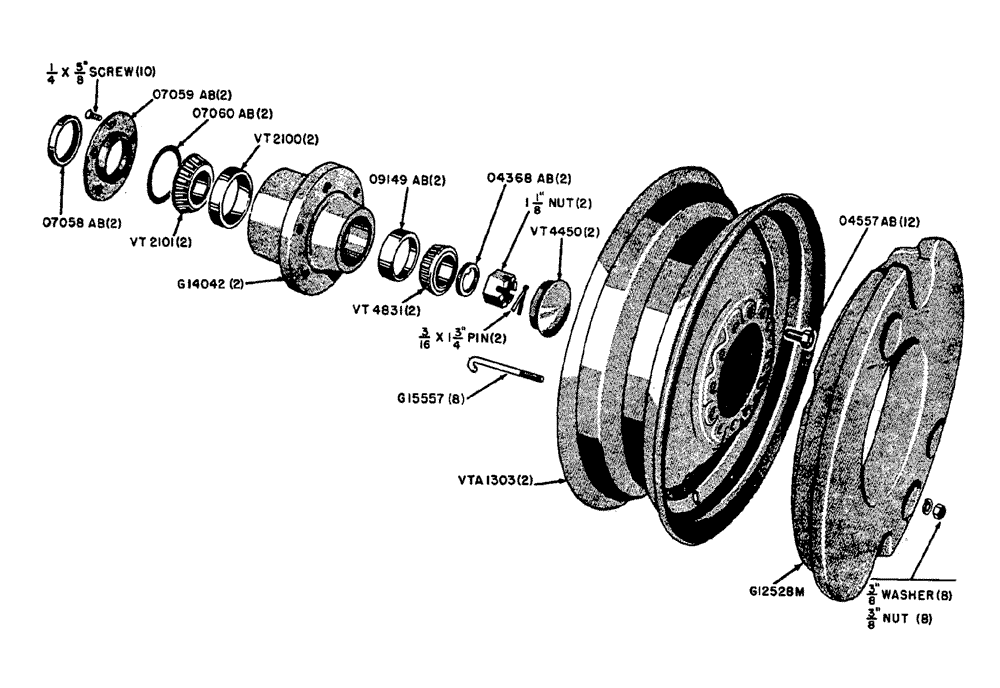 Схема запчастей Case IH 630 - (100) - FRONT WHEEL AND HUB UTILITY TRACTOR (06) - POWER TRAIN