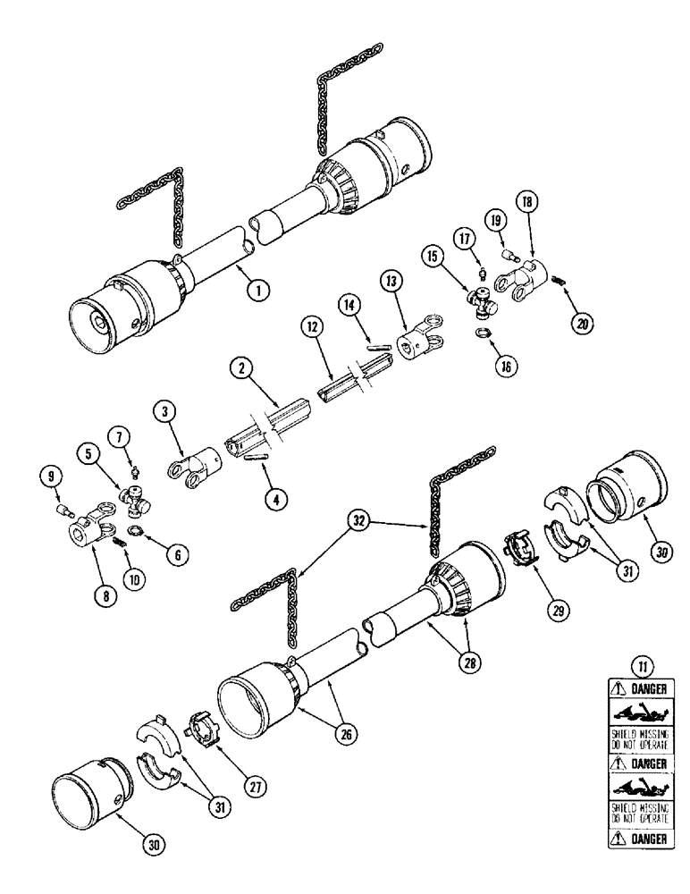 Схема запчастей Case IH 1010 - (9B-32) - KNIFE DRIVE SHAFT, 22.5, 25.0 AND 30.0 FOOT HEADER (BONDIOLI & PAVESI) (58) - ATTACHMENTS/HEADERS