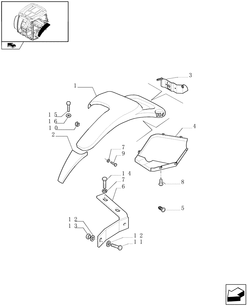 Схема запчастей Case IH PUMA 140 - (1.92.5[01]) - REAR FENDERS (10) - OPERATORS PLATFORM/CAB