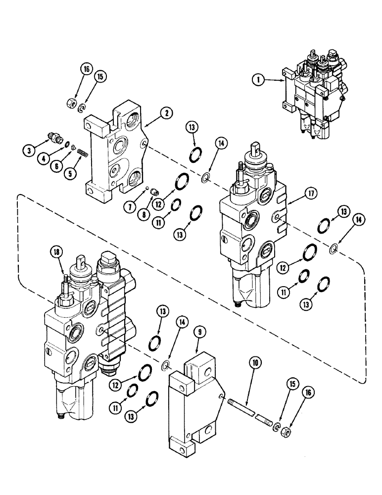 Схема запчастей Case IH 1896 - (8-298) - REMOTE HYDRAULICS, CONTROL VALVE ASSEMBLY, TWO SECTION WITH LOAD CHECK (08) - HYDRAULICS