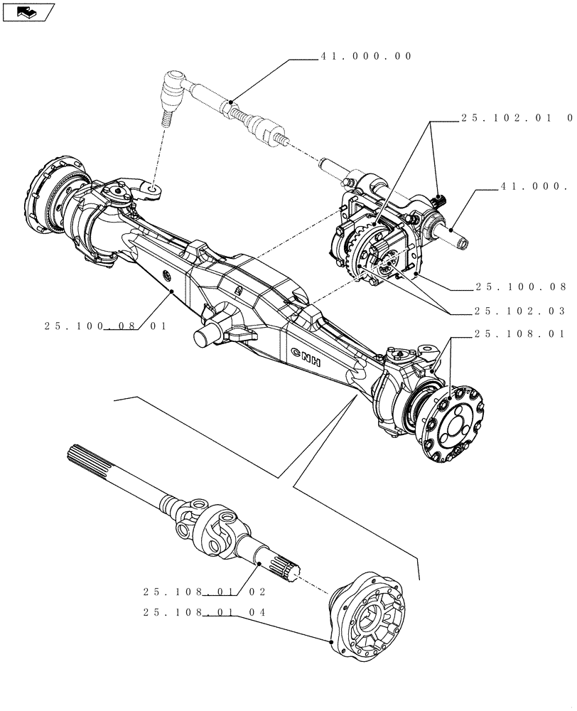Схема запчастей Case IH FARMALL 65C - (25.000.00) - PICTORIAL INDEX - FRONT MECHANICAL DRIVE (25) - FRONT AXLE SYSTEM