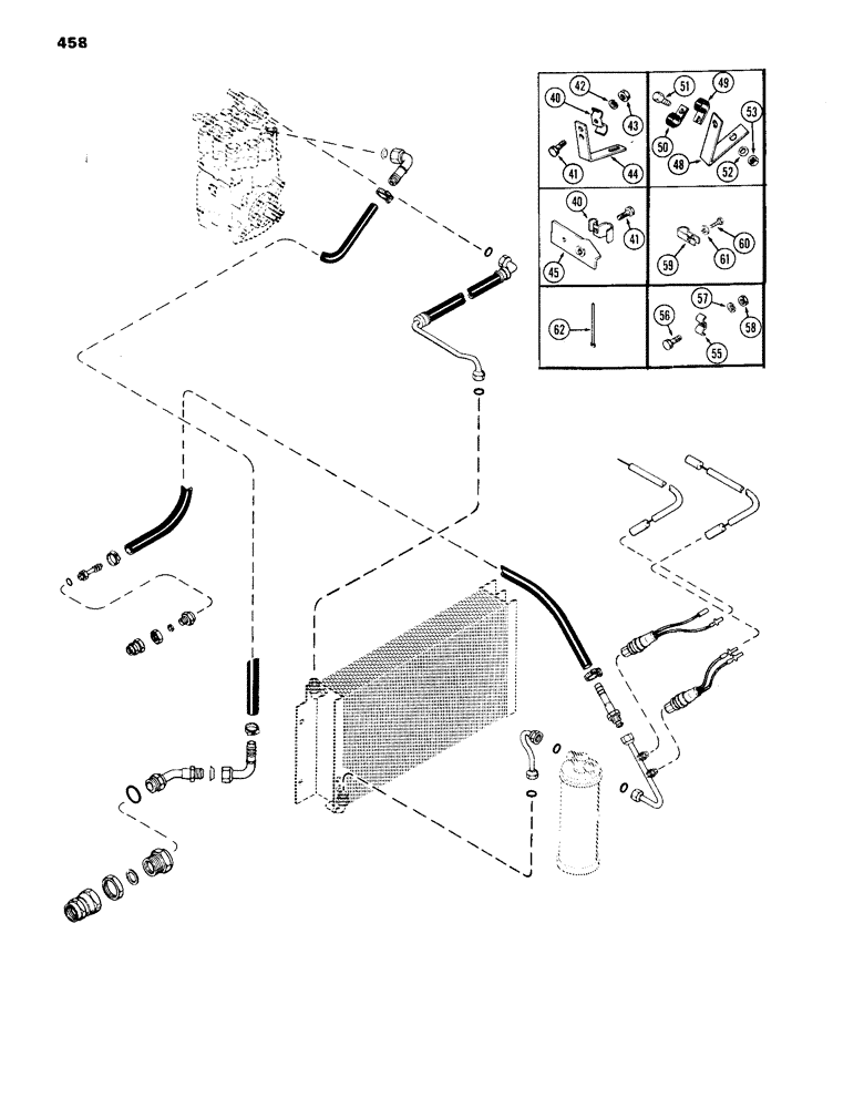 Схема запчастей Case IH 870 - (458) - AIR CONDITIONER, HOSES AND TUBES, WITH SAFETY SWITCH, USED PRIOR TO TRACTOR SERIAL NUMBER 8731899 (09) - CHASSIS/ATTACHMENTS