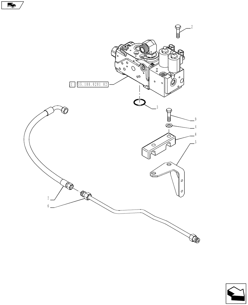 Схема запчастей Case IH PUMA 200 - (35.100.0201[01A]) - 4WD FRONT AXLE WITH ACTIVE SUSPENSIONS - HYDRAULIC DIFFERENTIAL LOCK - D7091 (VAR.720463-743963-743964) (35) - HYDRAULIC SYSTEMS