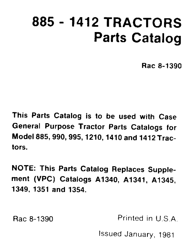 Схема запчастей Case IH 1210 - (01) - 885 - 1412 TRACTORS (00) - PICTORIAL INDEX