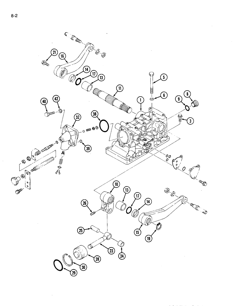 Схема запчастей Case IH 1120 - (8-02) - HYDRAULIC LIFT, PISTON AND ROCKSHAFT (08) - HYDRAULICS