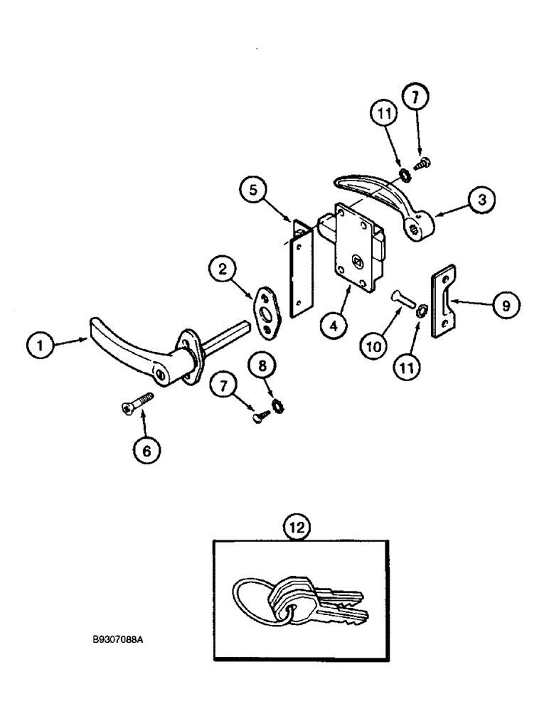 Схема запчастей Case IH 1688 - (9G-08) - CAB, DOOR HANDLE (10) - CAB & AIR CONDITIONING