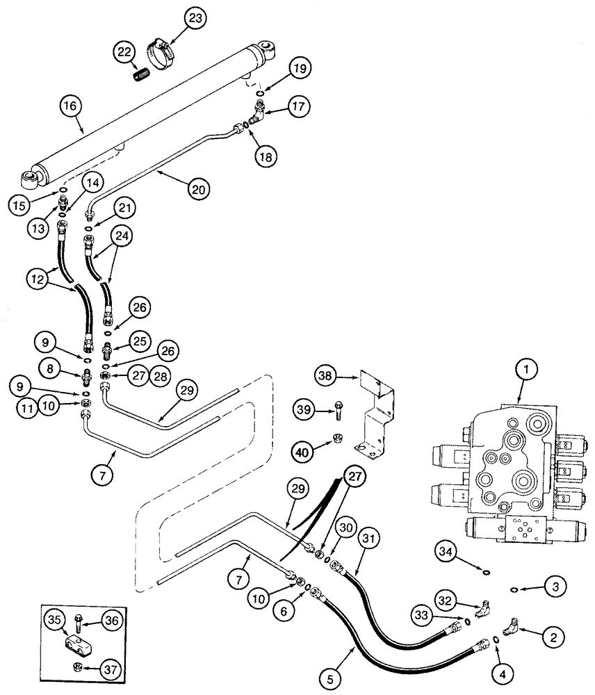 Схема запчастей Case IH 2388 - (08-37) - HYDRAULICS - UNLOADER TUBE SWING CYLINDER (07) - HYDRAULICS