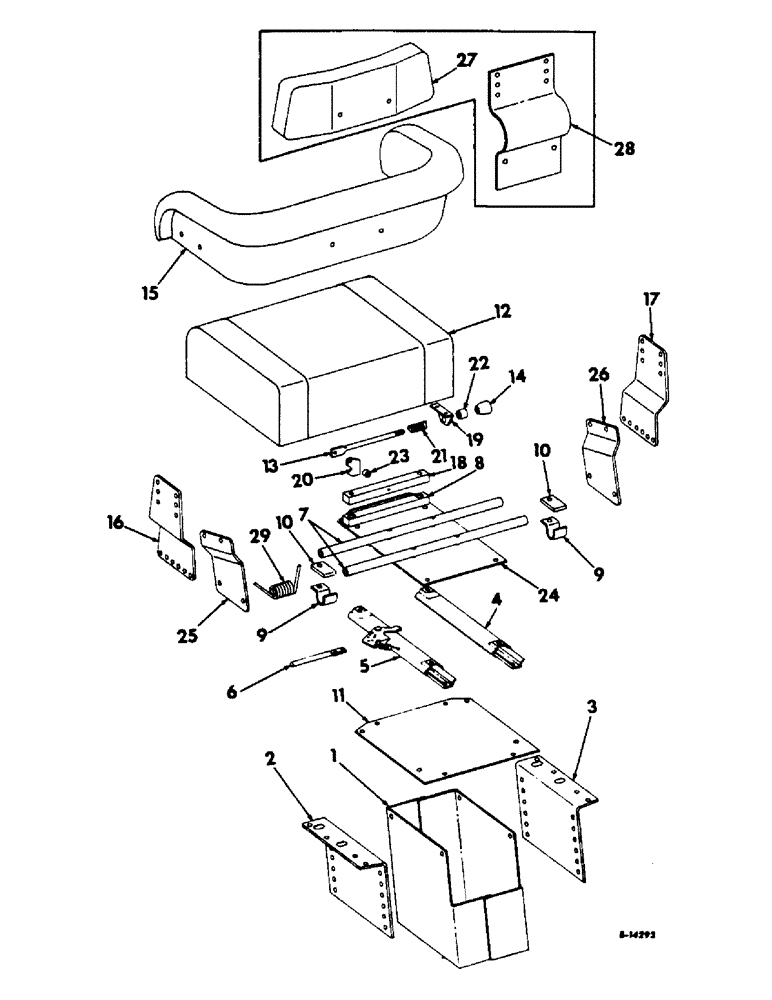 Схема запчастей Case IH 303 - (101) - OPERATORS SEAT, SERIAL NO. 7278 AND ABOVE (90) - PLATFORM, CAB, BODYWORK AND DECALS