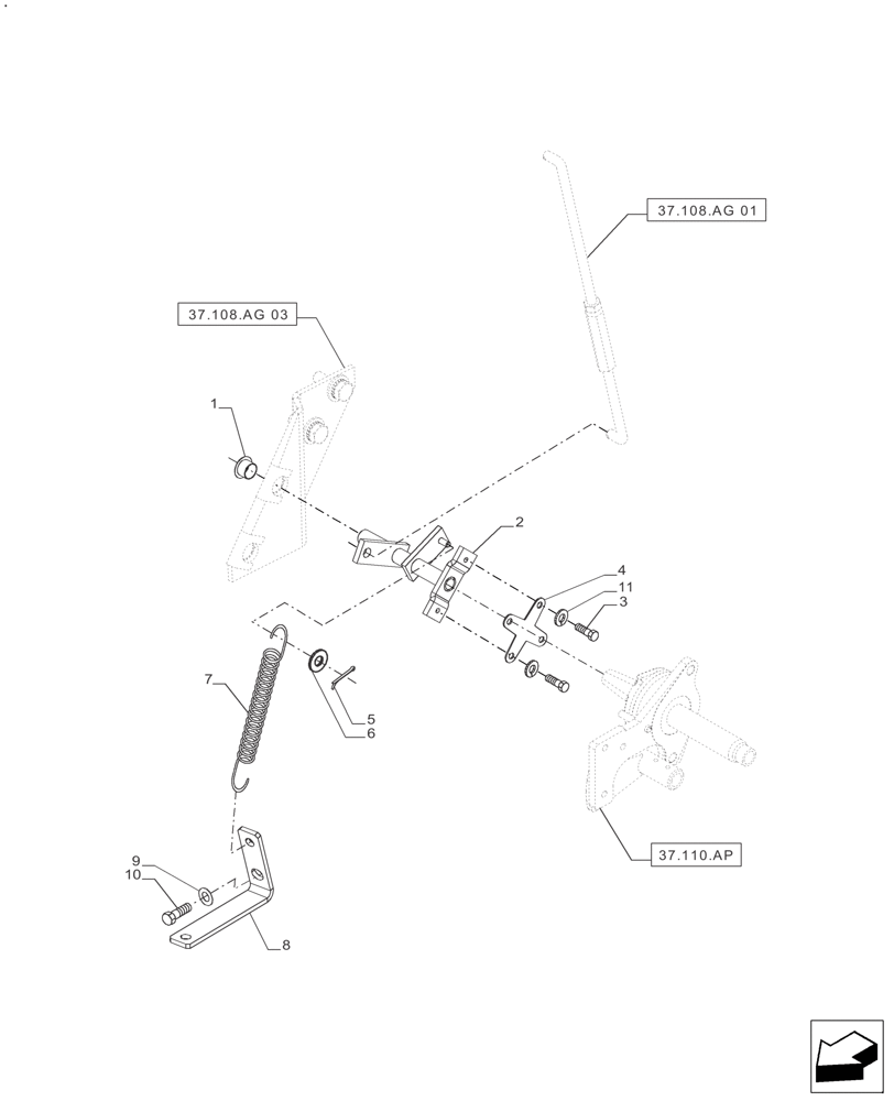 Схема запчастей Case IH FARMALL 110A - (37.108.AG[02]) - LIFT CONTROL (37) - HITCHES, DRAWBARS & IMPLEMENT COUPLINGS