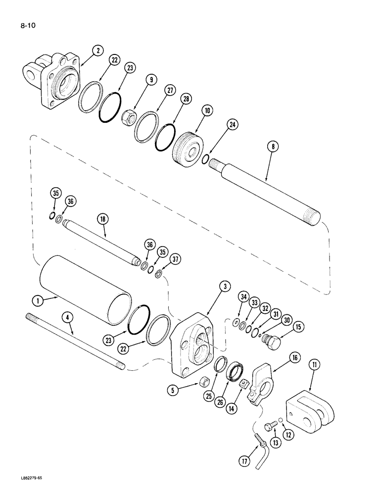 Схема запчастей Case IH 770 - (8-10) - HYDRAULIC CYLINDER, DEPTH CONTROL, 3-1/2 INCH BORE X 8 INCH STROKE WITH LIMIT STOP 