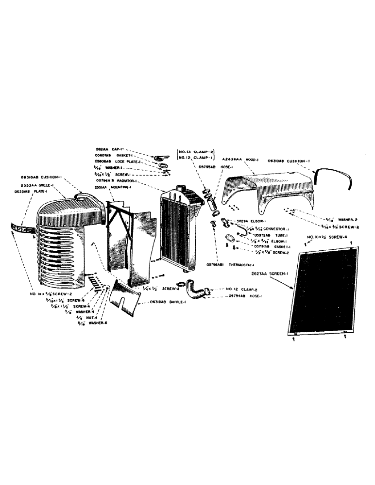 Схема запчастей Case IH SO-SERIES - (044) - RADIATOR AND ENGINE HOOD, S, SC, SO (02) - ENGINE