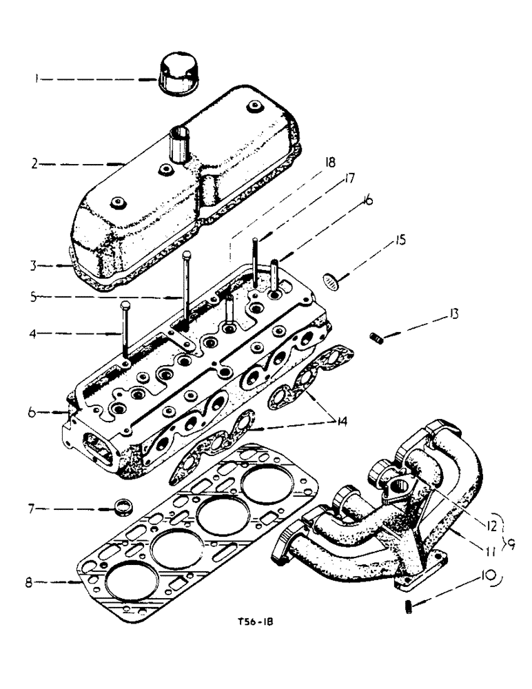 Схема запчастей Case IH 434 - (2-03) - CYLINDER HEAD AND MANIFOLDS - GAS ENGINE (02) - ENGINE